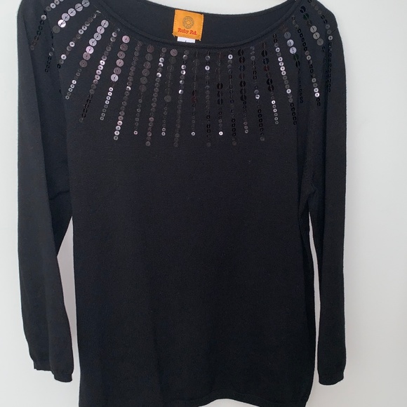 Ruby Rd. Black sequin sweater size L - Picture 1 of 8